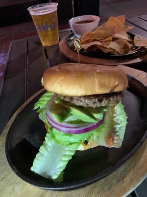 Impossible burger with nachos at Caddy's On Central in St Petersburg
