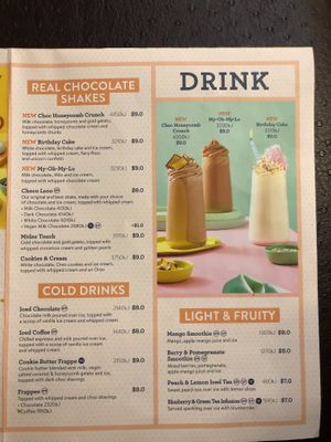 Menu at San Churro in Docklands