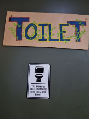 toilet with an important message at Zero Waste Hub in Edinburgh