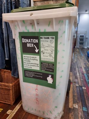 Donation box at Zero Waste Hub in Edinburgh
