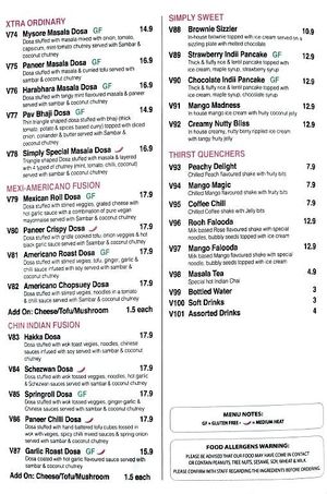 Menu at Simply Vegan 'n' Veg in Pooraka