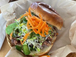 Delicious taro burger!  at The Cabana Bar & Grill in Koloa