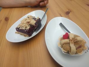 On the right a typical Leipzig pastry at Brotgefuehle in Leipzig