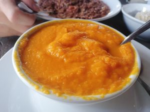 Carrot and coconut soup at Barca de Oro in Las Penitas