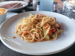 Spaghetti con verduras at Barca de Oro in Las Penitas
