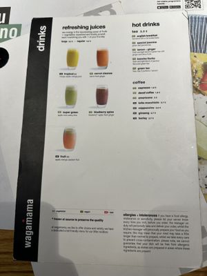 they also offer smoothies.  at MXP - Wagamama - T1 in Ferno