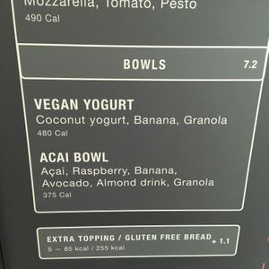 some vegan options clearly labeled at MSP - Joe & The Juice - T1 in St Paul