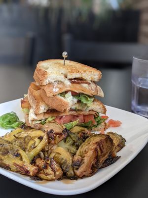 Tofurkey club with roasted brussel sprouts at 4th & State in Columbus