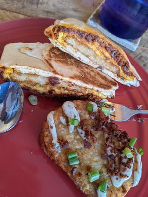 Vrunchwrap with loaded hash browns at 4th & State in Columbus