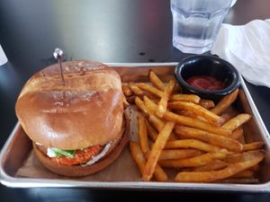 Buffalo Chick'n with fries at 4th & State in Columbus