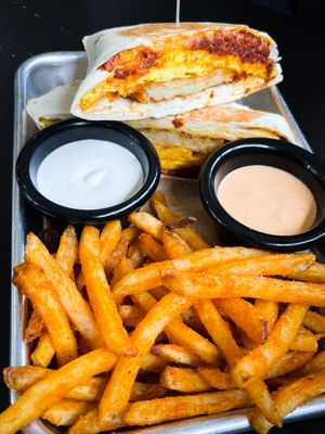 Vrunchwrap and fries  at 4th & State in Columbus