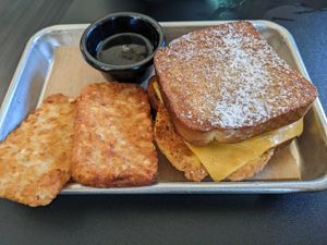 Breakfast Sammie on french toast at 4th & State in Columbus