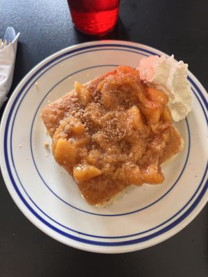 Seasonal peach cobbler pancakes   at 4th & State in Columbus