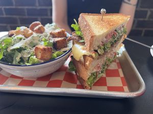 Side Caesar salad and tofurkey club sandwich   at 4th & State in Columbus