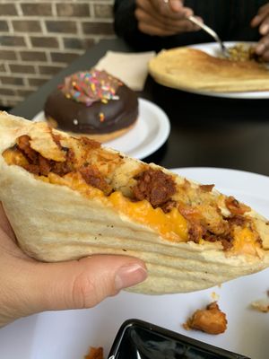 Close up of crunch wrap  at 4th & State in Columbus