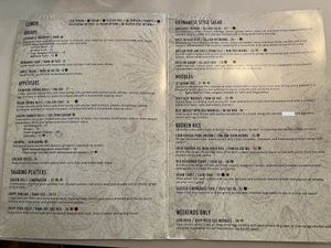 Menu  at Le Saigon in Wellington