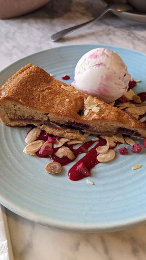 Almond raspberry cake at The Florist in Watford