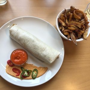 Shish Durum with fermented chili sauce and fries.
(carrots, Daikon, Mango Chutney, Chili, Pimpkin Served With Homemade Fries & Red Hummus) Photo taken in January 2022  at Beet - Belval in Esch Sur Alzette