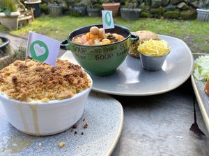 Apple crumble & Tuscan bean soup  at Ramblers Retreat in Alton
