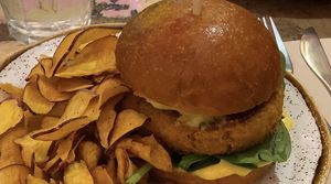 Chickpea burger  at Basilio in Lisbon