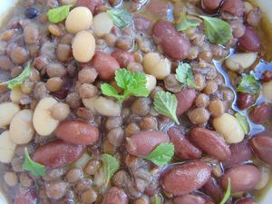 Mixed beans with aromatic herbs and olive oil at La Opera in Havana