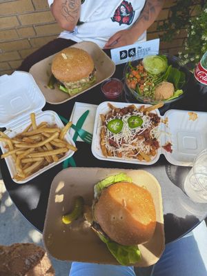 kicking queso burgers, buddha bowl and chili cheese fries. ask for vegan cheese!  at The Dutch Door in Napa