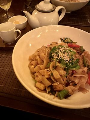 Vegan phad see hoisin & mint tea  at Lemon Leaf in Prague