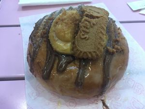 Chocolate filled doughnut at Divina Berlina in Tenerife