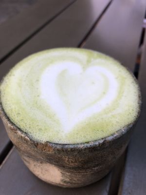Matcha latte with house made coconut milk at Bearcat Cafe - CBD in New Orleans