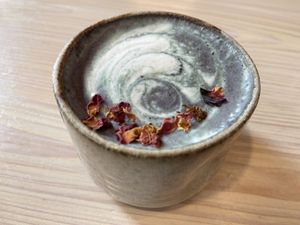 butterfly matcha latte at Bearcat Cafe - CBD in New Orleans