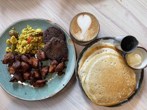 bearcat breakfast, pancakes. at Bearcat Cafe - CBD in New Orleans