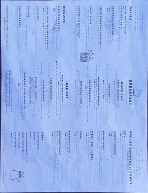 Breakfast menu with good vegan options at Bearcat Cafe - CBD in New Orleans