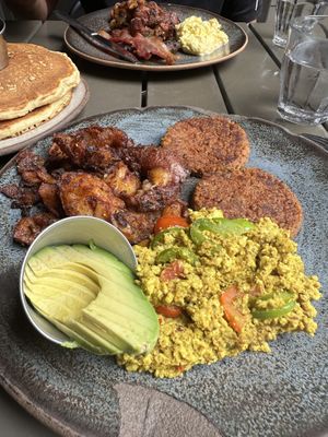 Bearcat vegan plate with avocado 🥑….vegan scramble was good, potatoes were the yummiest I ever had…delicious   at Bearcat Cafe - CBD in New Orleans