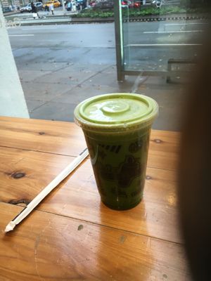 Made-to-order juice; compostable straw. at Juice Generation - Broadway in New York City