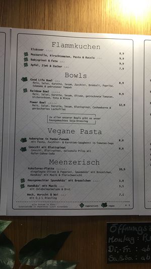 Neue veganfreundiche Karte at Quartier Mayence in Mainz