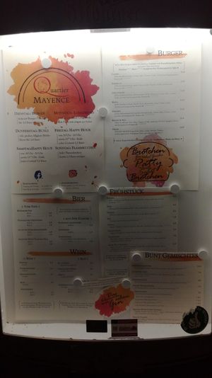 Speisekarte Übersicht at Quartier Mayence in Mainz