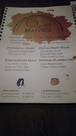 Speisekarte 1 at Quartier Mayence in Mainz