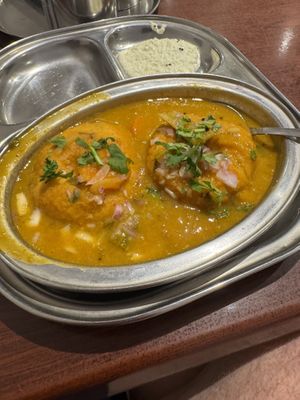 Vada sambar with coconut chutney  at Vasantha Vilas in East London