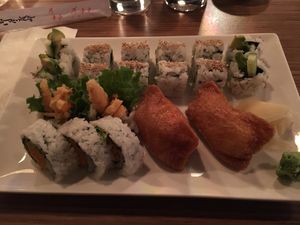 Vegetarian set dinner 
(sub the salad rolls for a second avocado cucumber roll), not including small salad at Enso Sushi & Japanese Cuisine in Regina