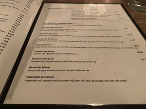 Vegetarian set dinner at Enso Sushi & Japanese Cuisine in Regina