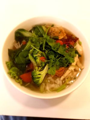 Wonton soup at Loving Hut in Houston