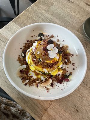 Coconut pancake stack💗 at Wilde & Co in Darlinghurst