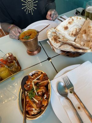 Dhal, Aloo Gobi and Plain Naan   at Accha in Chiang Rai