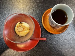 Tofu dessert with brown sugar syrup  at Matsumura in Takasaki