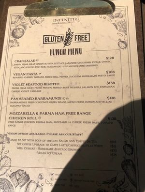 Menu 2 at Infiniti C in Hong Kong Island