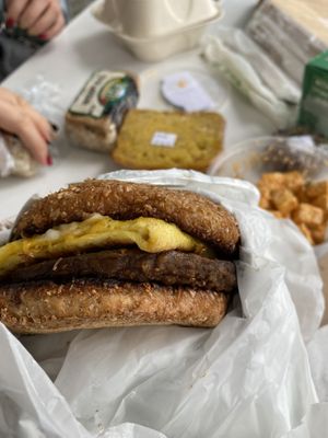 Breakfast burger at Down to Earth - Store and Deli in Kailua