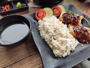 Fried rice and tofu (with an amazing spicy chili sauce) at Koy in Da Nang