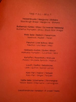 Menu for Feb 2024 at Leuchtendroter in Frankfurt