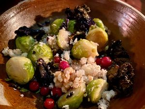 One of our favorites: brussel sprout potato bowl at Leuchtendroter in Frankfurt
