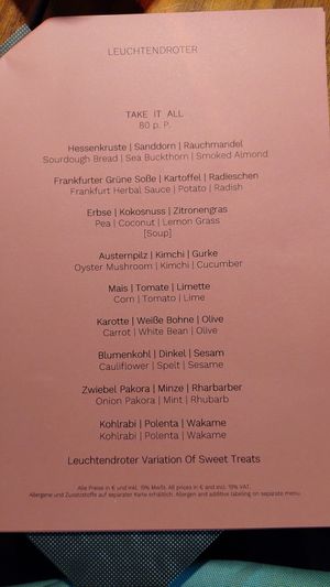 Menu summer 2024 at Leuchtendroter in Frankfurt